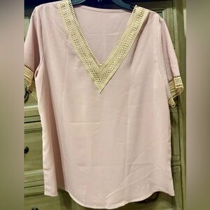 Elegant Lace Trim Blush Top